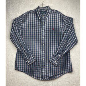 Ralph Lauren Flannel Shirt Men's XL Comfort Fit Long Sleeve Plaid Blue and Red